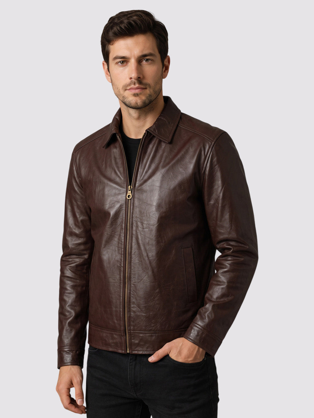 Brown Biker Leather Jacket