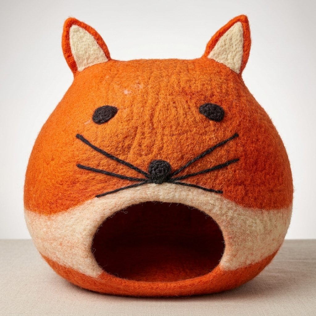 Fox Shaped Wool Cat Cave Bed