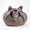 Grey Tabby Cat Wool Cat Cave Bed