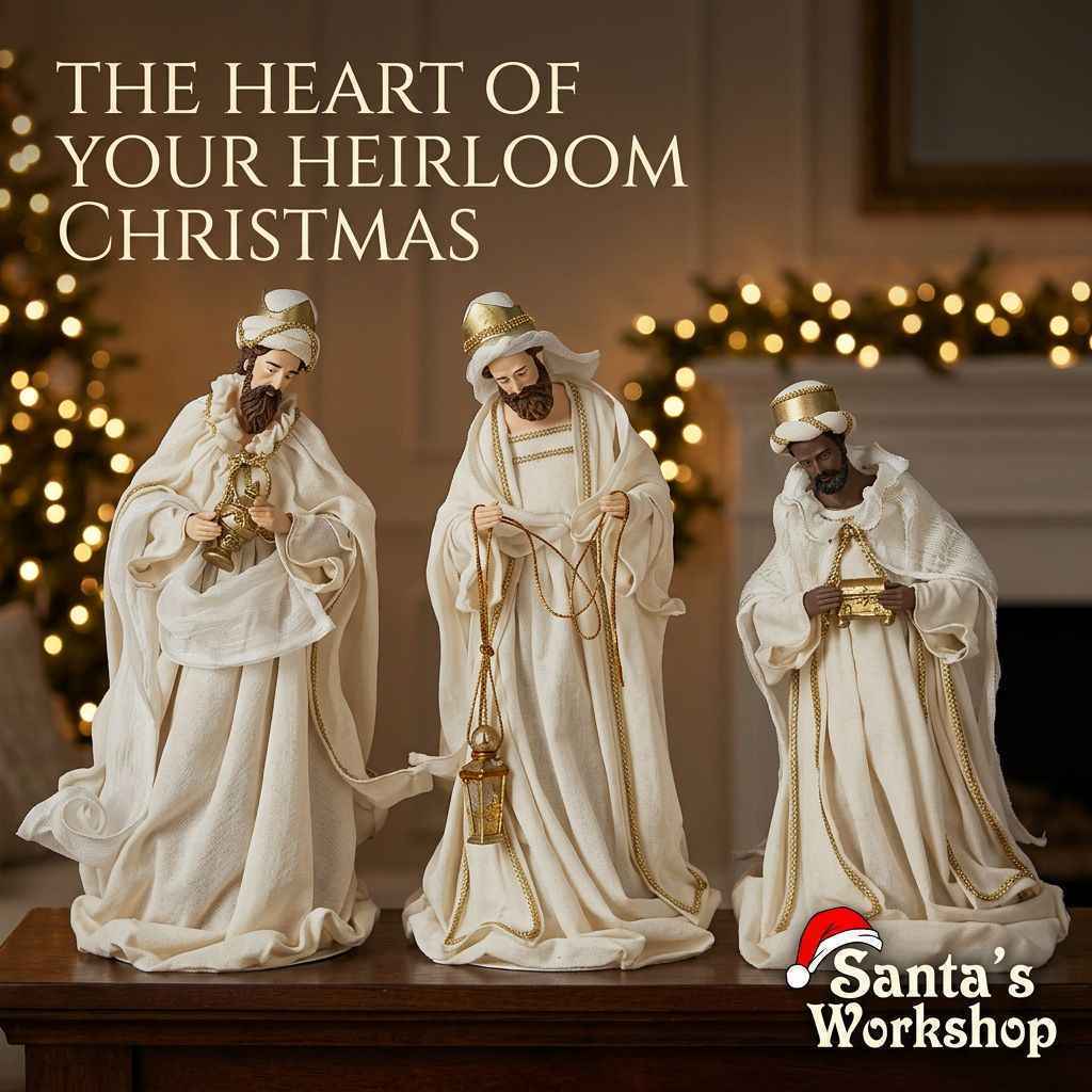 PRE ORDER 18"(46cm) Handmade Premium Nativity Scene Figurines Set – Holy Family with Angel & 15.75in Three Wise Men, Exclusive Artisan Christmas Decor
