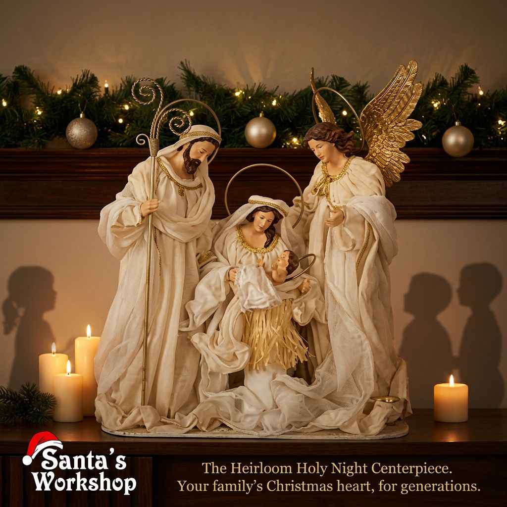 PRE ORDER 18"(46cm) Handmade Premium Nativity Scene Figurines Set – Holy Family with Angel & 15.75in Three Wise Men, Exclusive Artisan Christmas Decor