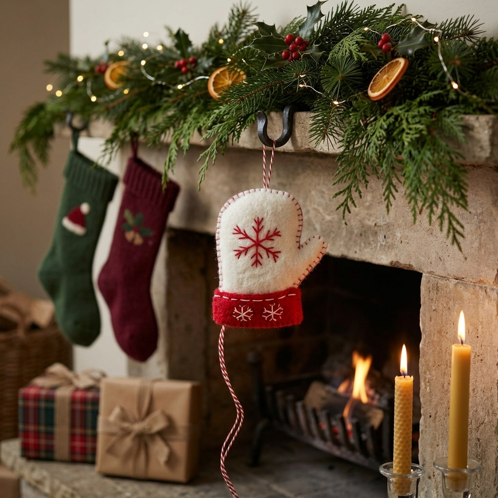 White Christmas Tree Wool Felt Ornament – Handmade & Shatterproof